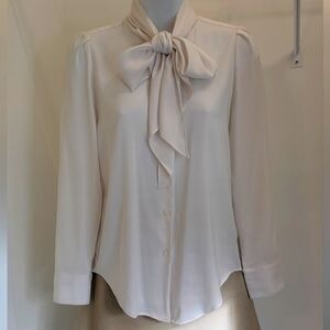 Ann Taylor Front Tie Cream Blouse Sz- XXSP